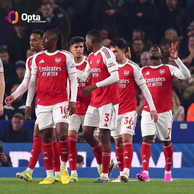 V站体育-阿森纳本赛季英超10次净胜1球，队史同期仅次于03/04赛季